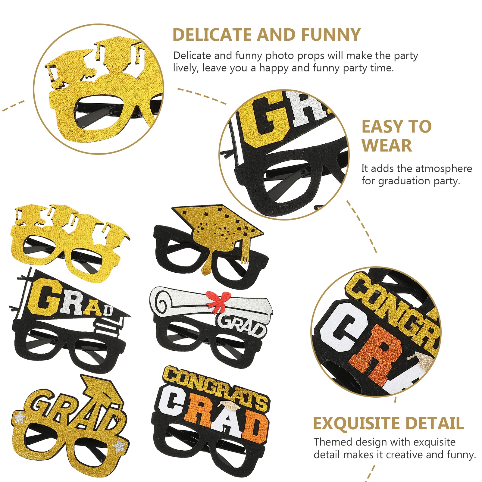 

6Pcs Graduation Glasses Plastic Cap-Shaped Eyeglasses Fun Photo Props Graduation Party Decor Plastic Glasses Photo Taking Props