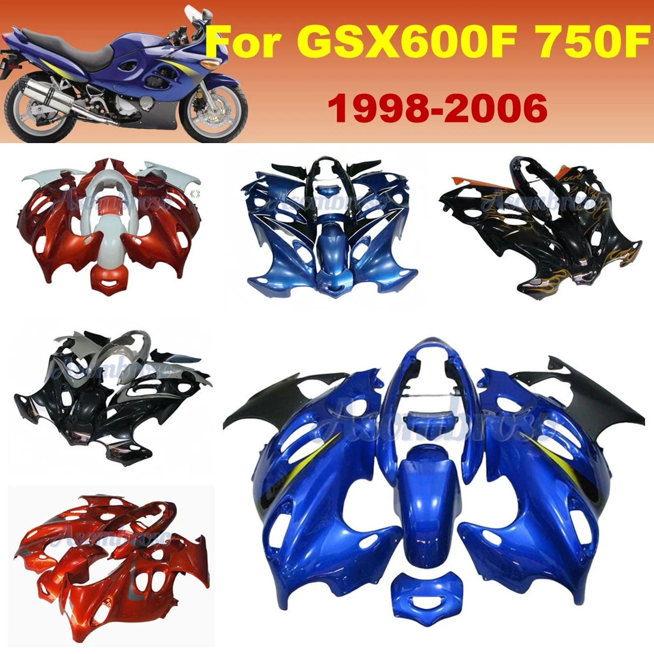 Injection ABS Bodywork set for GSX600F 2003 2004 GSX750F 2005 2006 GSX600 750F Blue Fairings Kit