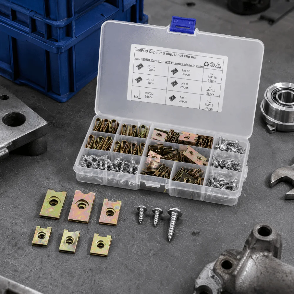 Stainless Steel U-Type Clip Nuts Silver Universal Panel Fastener Trim Retainer Clips for Motorcycles / Automobiles Panel Fix