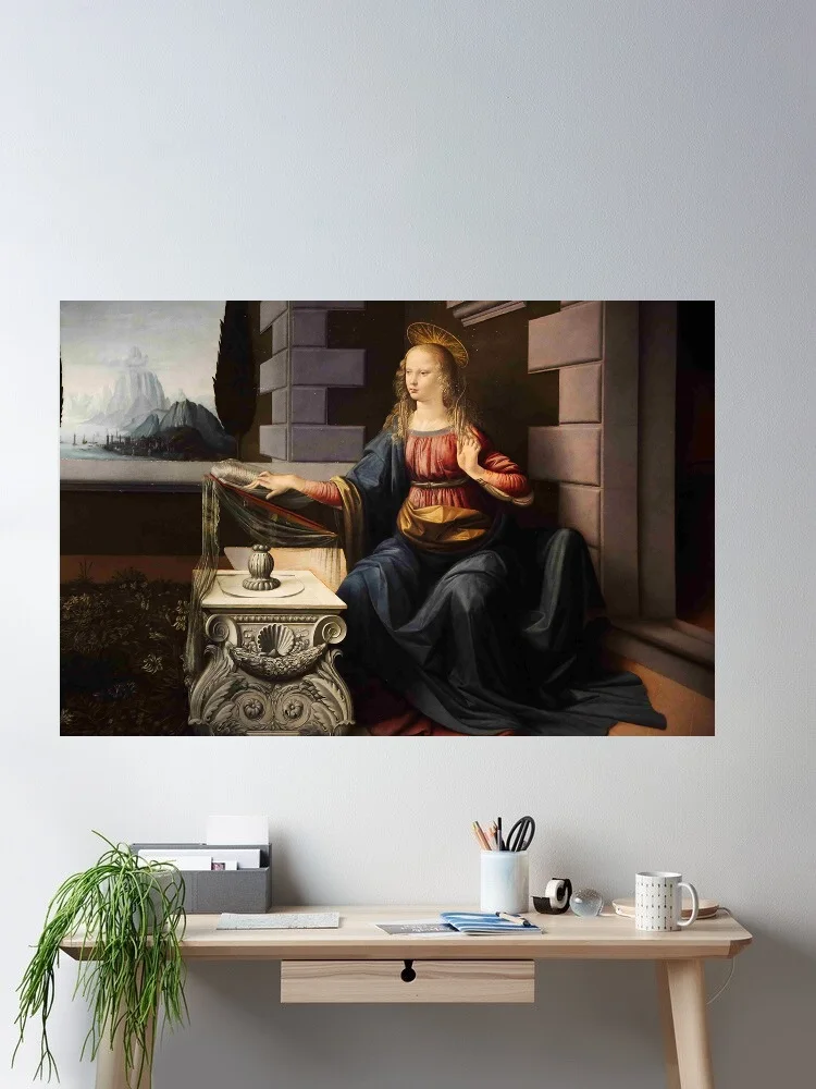 

Annunciazione Leonardo Da Vinci, Art Print Canvas Poster, Living Room , Home Wall Picture