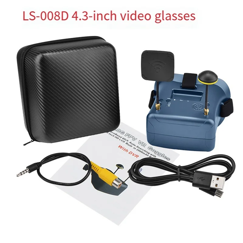 

B05B-LS-008D FPV Goggles 5.8G 40CH 4.3Inch 480X272 Built-In DVR Dual Antennas 2000Mah For RC Racing Drone