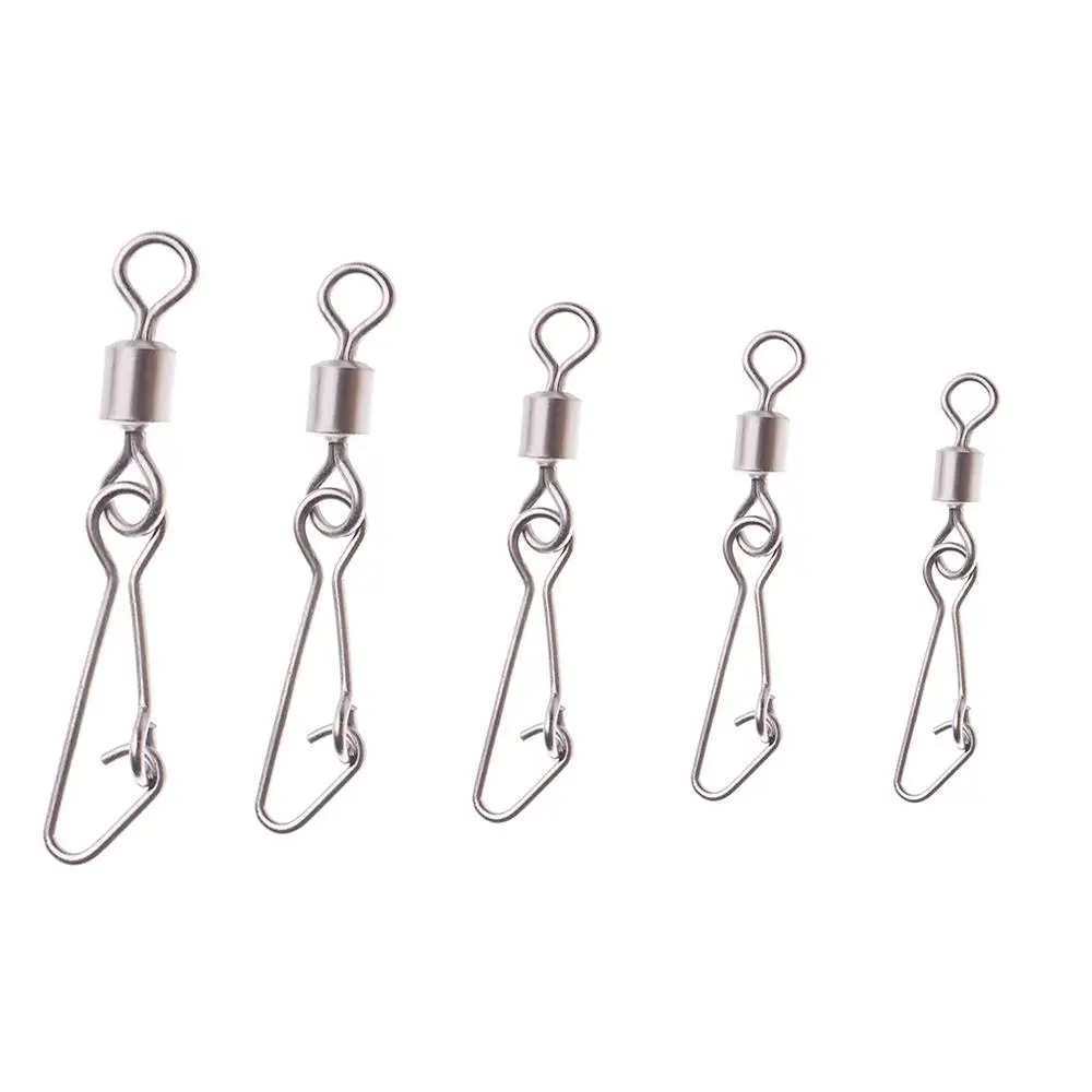 

50Pcs Durable Rolling Swivel with Hooked Snap Interlock Fishing Bearing Tackle Swivels Connector