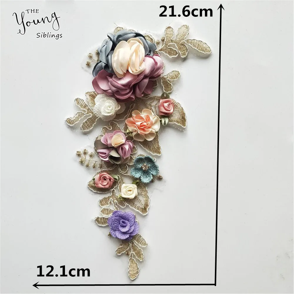 Fine handmade Sewing Lace Appliques Floral Embroidered Patches Lace Collar Neckline Wedding Supplies Bridal Hair Flower Decor