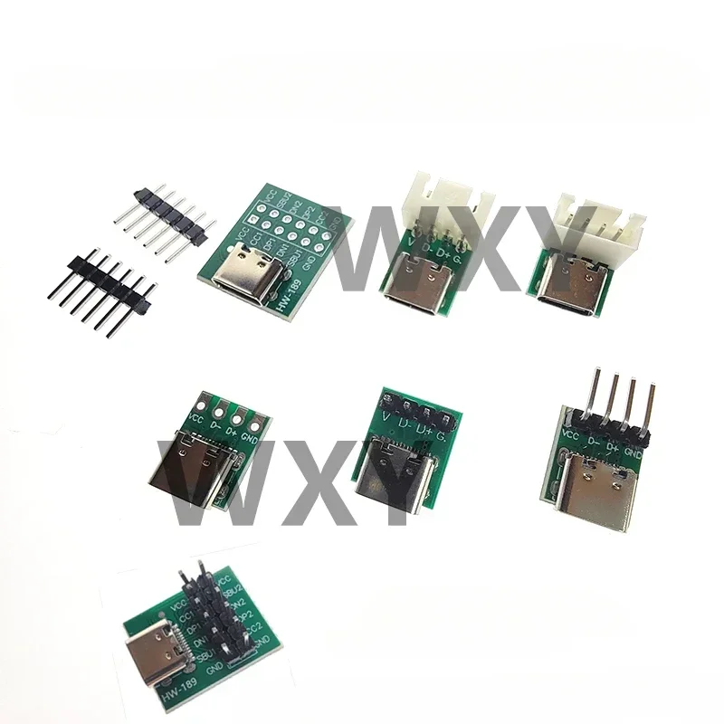 1-10PCS USB Type-C to DIP PCB Connector Pinboard Test Board Solder Female Dip Pin Header Adapter for Electronics