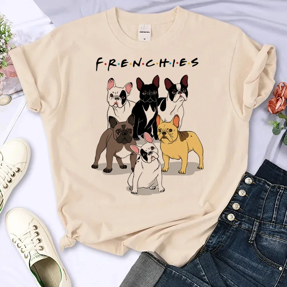 French Bulldog t shirt women graphic Tee female 2000s anime clothing