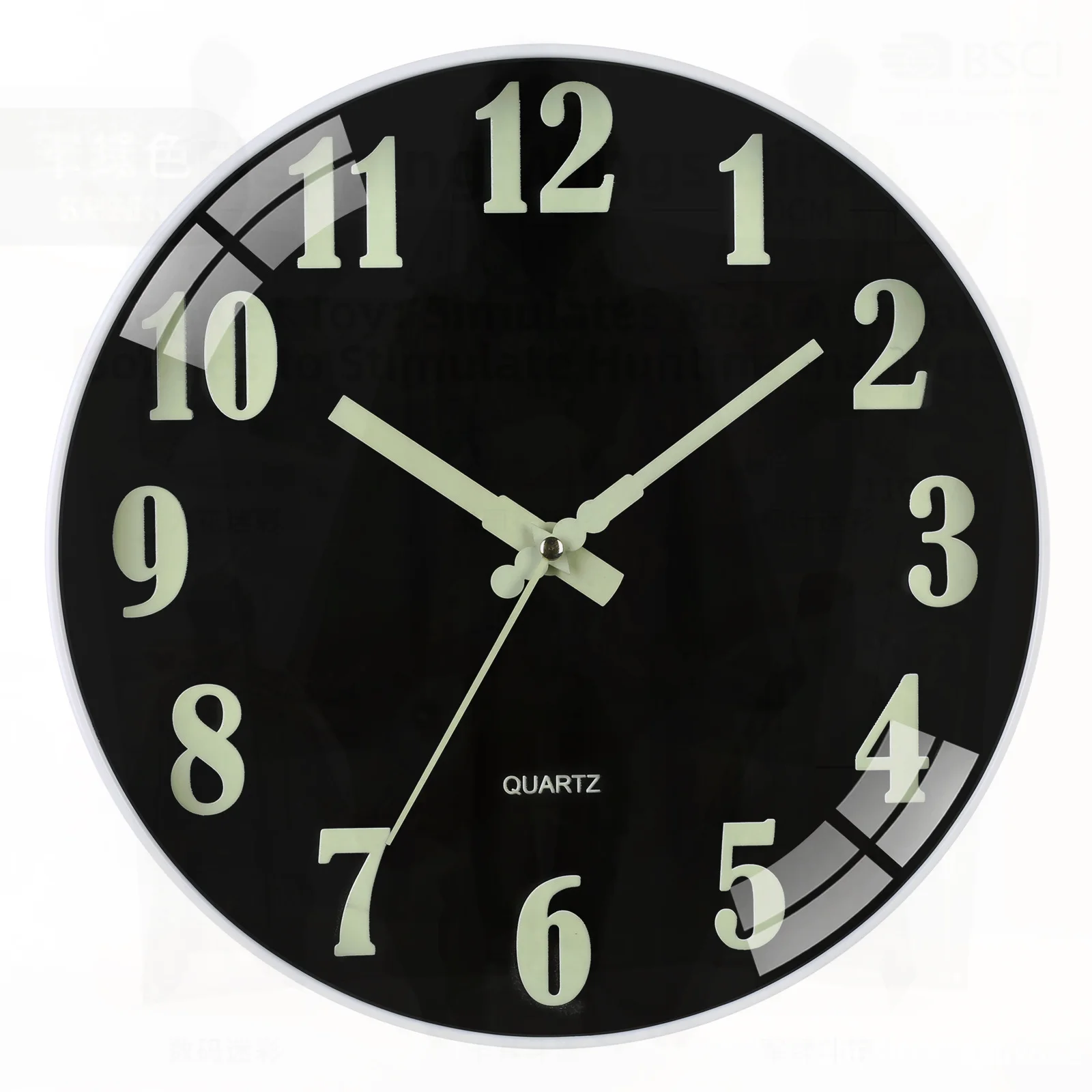 Hengdas Luminous Wall Clock European Style Silent Sweep Second Movement Wooden Wall Watch 12inch Black Fashion Living Room Decor