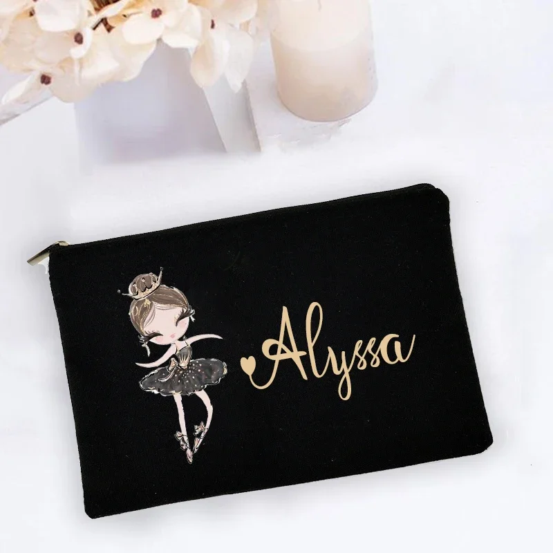 Personalized Customized Name Makeup Bag Dance Girl Birthday Gift Stationery Supplies Storage Bag Travel Shopping Portable Wallet