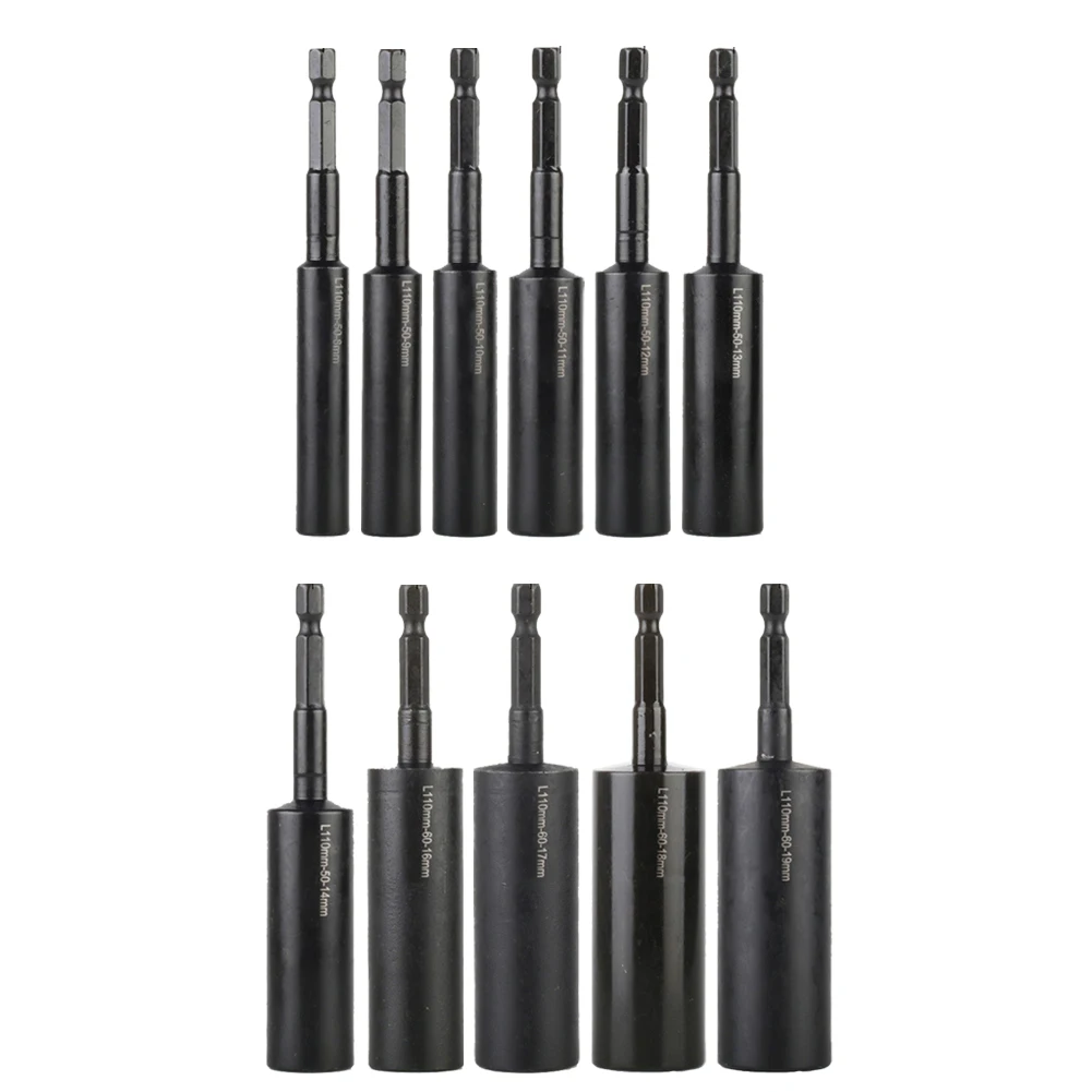 1pc 110mm Length Deepen Impact Socket Adapter H8-H19 Hexagon Socket Power Nut Driver Socket 1/4-Inch Hex Shank Screwdriver Tools