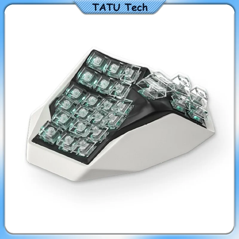 AM HATSU Split Ergonomic Keyboard Wireless Charging 3D Curved Metal Body Angry Miao Custom Mechanical Keyboard