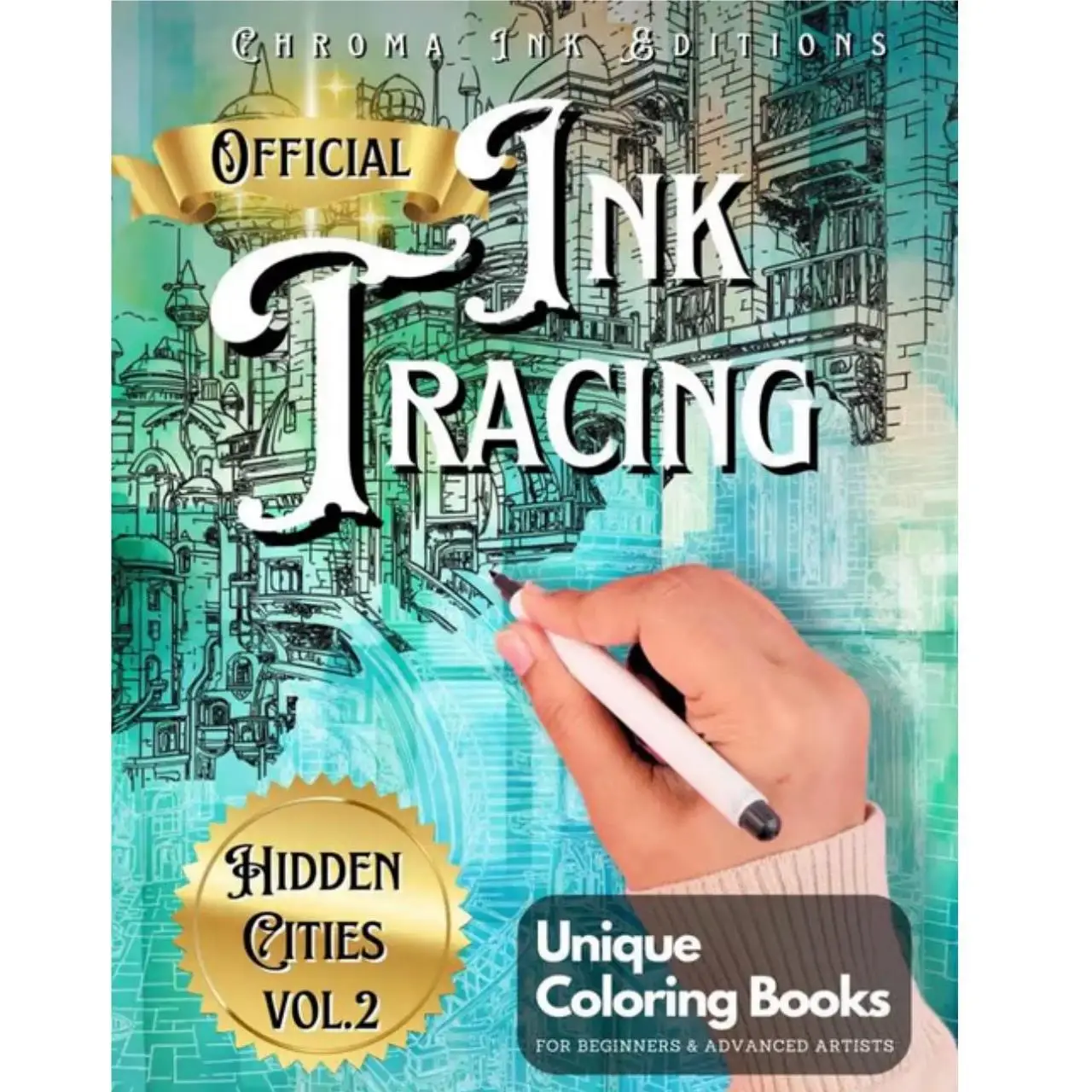 Official Ink Tracing Coloring Book Hidden Cities Vol 2 Unique Books For Beginners Advanced Artists