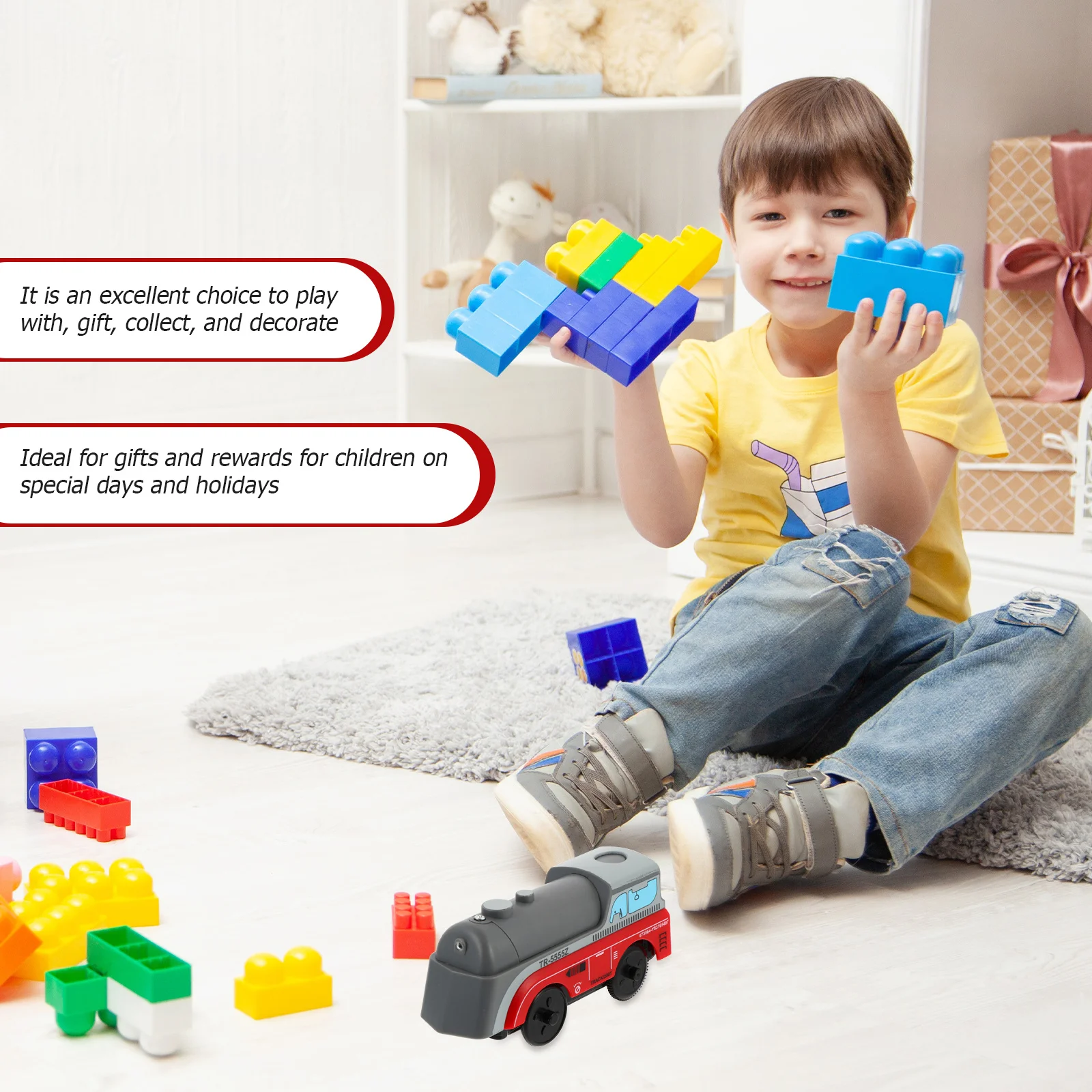 Vaguelly 1pc Magnetic Locomotive Toy Train Set for Kids Alloy Electric Red Connectable Magnetic Car Plaything