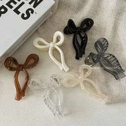 LEVAO Korean Simple Bow Large Hair Catch Solid Color Plastic Headwear Accessories Female Shark Clip Claw Clip Hair Accessories