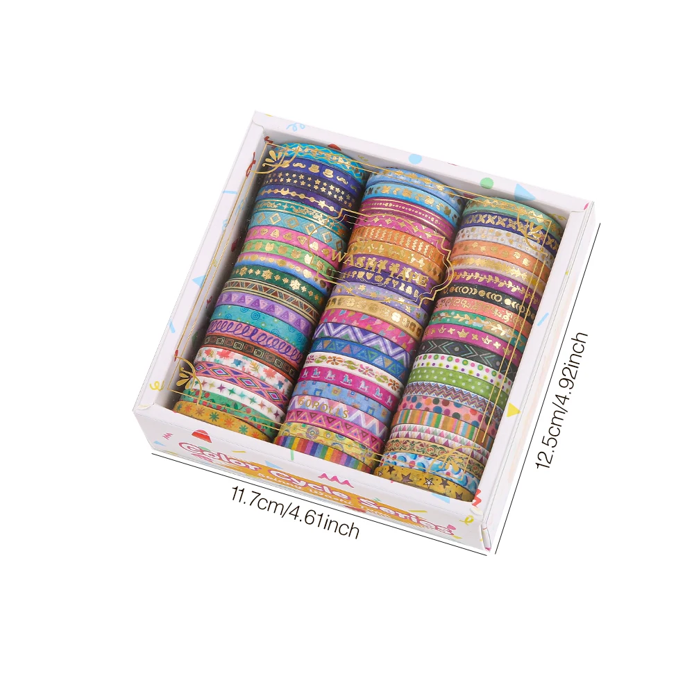 60Rolls Retro Decorative Tape Set Colorful Washi Tape Slim With 30 Rolls Bronzing Foil Accents Festive Theme Planner Accessories