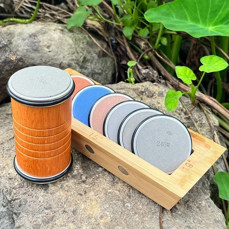 New Rolling Knife Sharpener 240/400/600/800/1000/1200 Grit Whetstone   outdoors Portable tumbler Holder Kitchen Disc Grind Tools