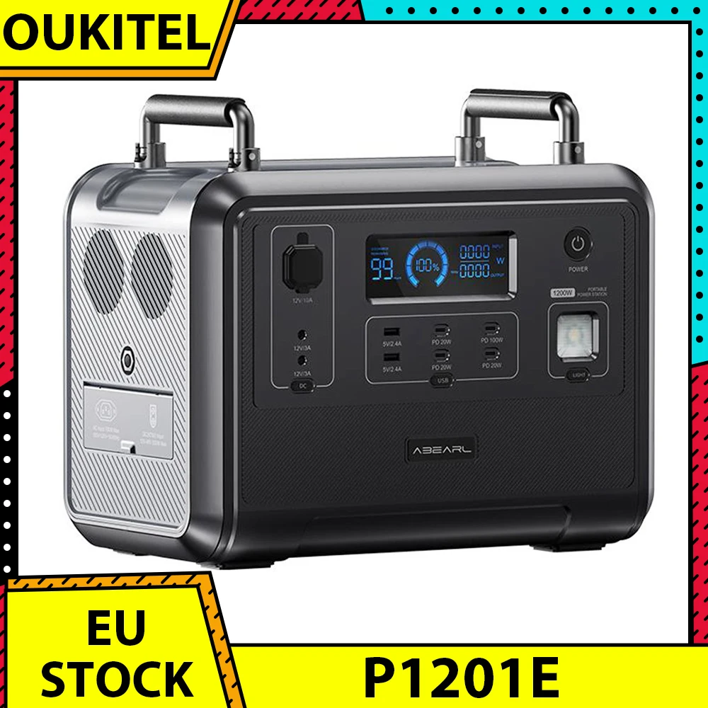 Oukitel p1201 tragbares Kraftwerk, 960wh Lifepo4-Batterie, 3500 Lebensdauer, 1200W Wechselstrom