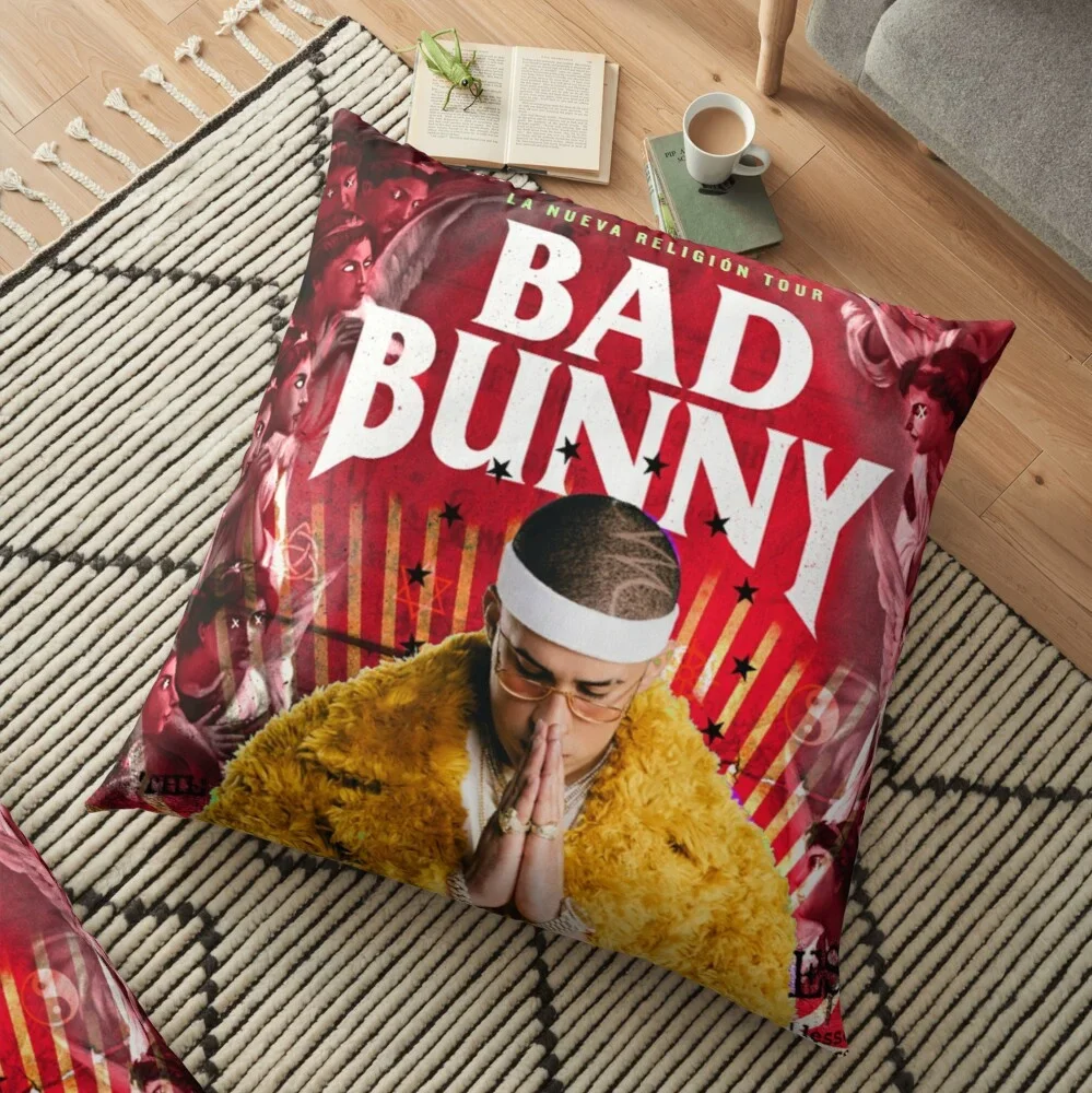 Bad Bunny | La Nuevo Religion | Tour 02 Printed Pillowcase Sofa Car Soft Cushion Cover Case Home Decor Accessories