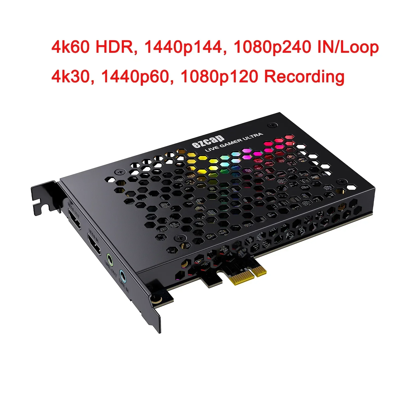 4K 60Hz Pcie Video Capture Card HDR HDMI Loop 4K PCI-e  Live Streaming Game Recorder Mic Line in For PS4 Switch Laptop PC Camera