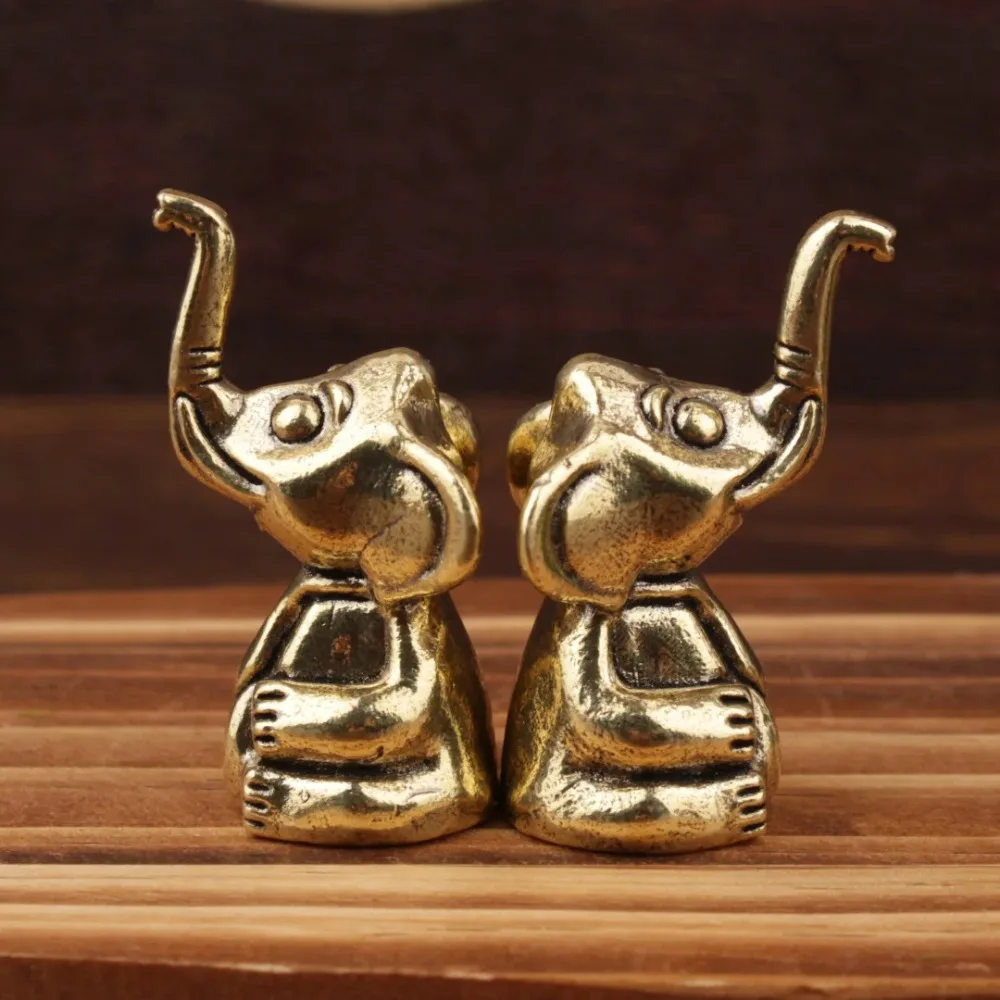 Cute Solid Brass Mini Animal Figurines Cat Rabbit Elephant Swan Ring Holder Desk Ornament for Home Bedroom Office Decor Use - view 5