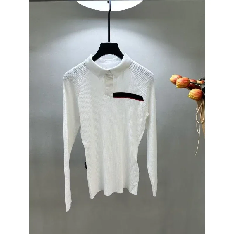 Popular knitted thin long-sleeved top sports women's versatile temperament golf baseball Korean version golf clothing high-end