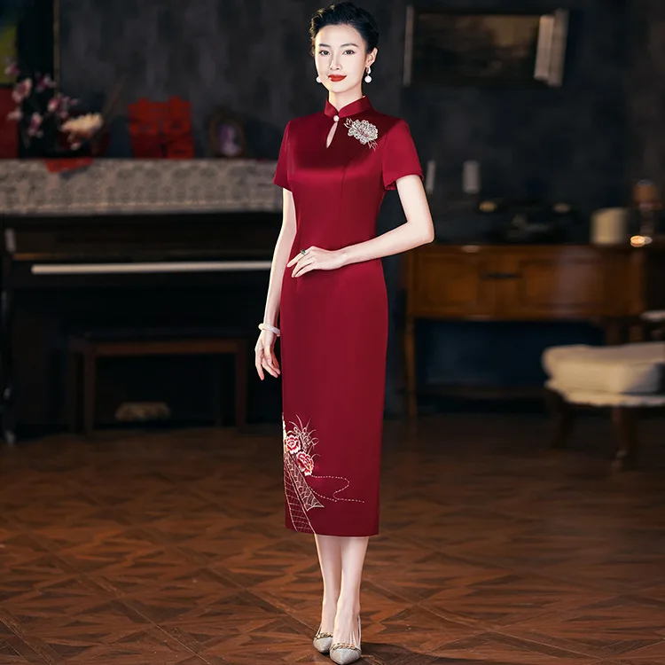 

Yourqipao Mother of the Bride Cheongsams Dress for Weddings Chinese Traditional Clothing Women Wedding Guest Gowns Evening Dress