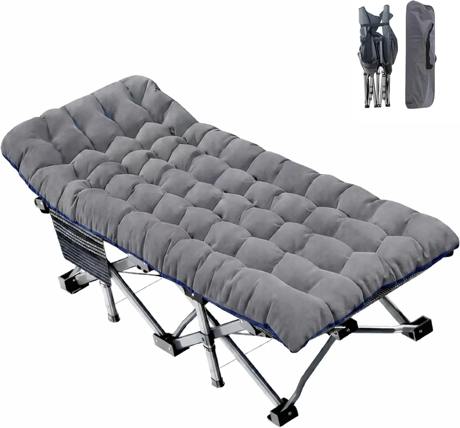 

XXL Camping Cot for Adults, Oversized 78"x32" Folding Bed, 900LBS Heavy Duty Outdoor Sleeping Cot with Mattress Pad, Portable