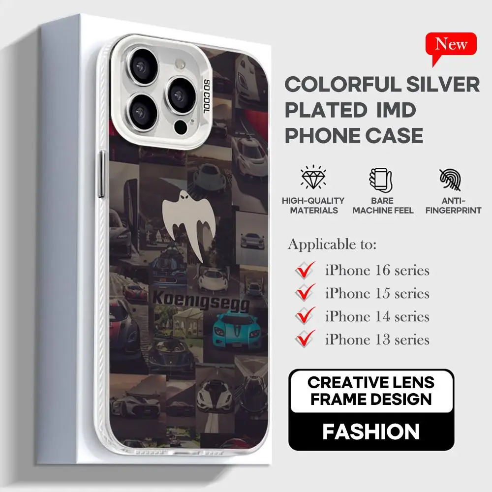

Super K-KoenigseggES S Ghost Phone Case White IMD Colorful Phone CaseSilver Suitable for iPhone 16 15 14 13 12 11 XS Pro Max