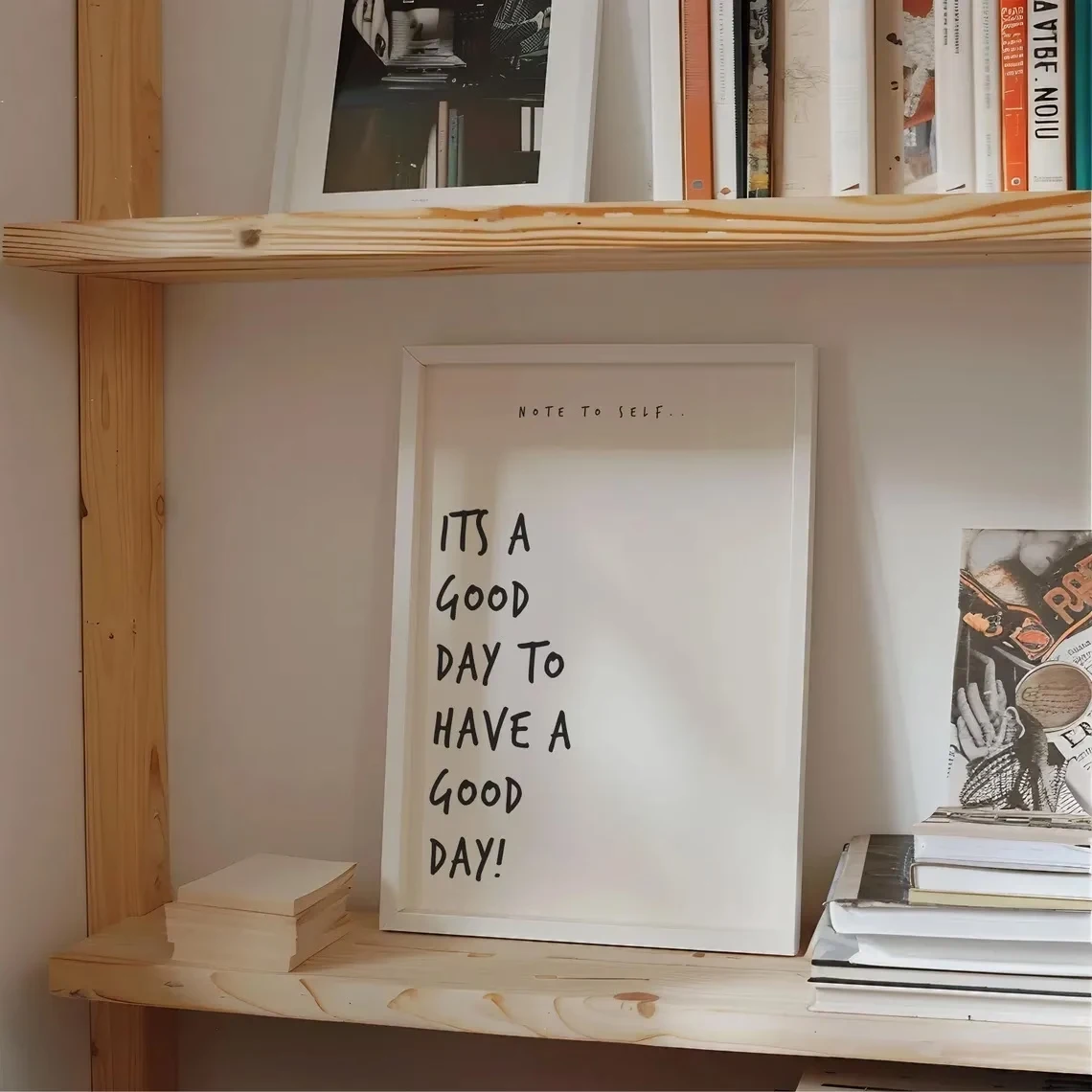 Cuadro moderno con cita de "Es un buen día para tener un buen día", impresión artística en lienzo, póster para sala de estar, dormitorio, decoración del hogar