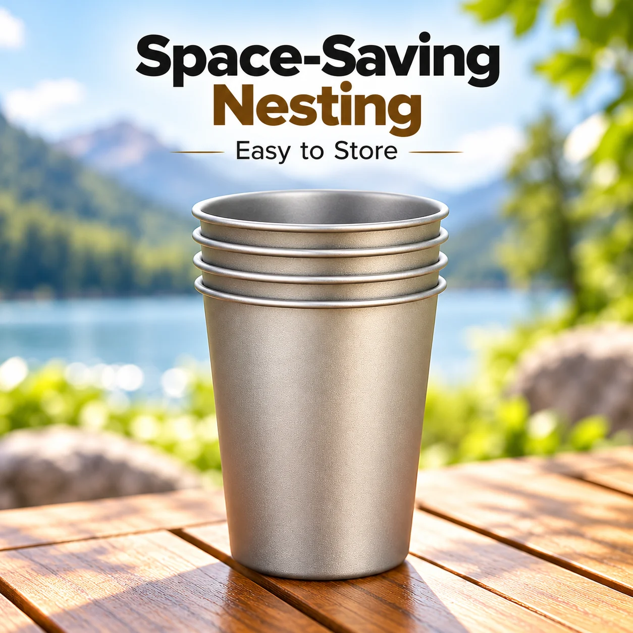 2Pcs Titanium Alloy Cups Approx 60g Lightweight Water Cup Camping Mug for Hiking Backpack Travel Outdoor Drinkware Tableware