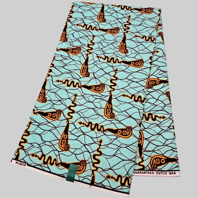 6 야드 긴 46 ''넓은 아프리카 코 튼 왁스 패브릭 블루 그린 추상 인쇄 SewingDress 옷 소파 쿠션 R3066