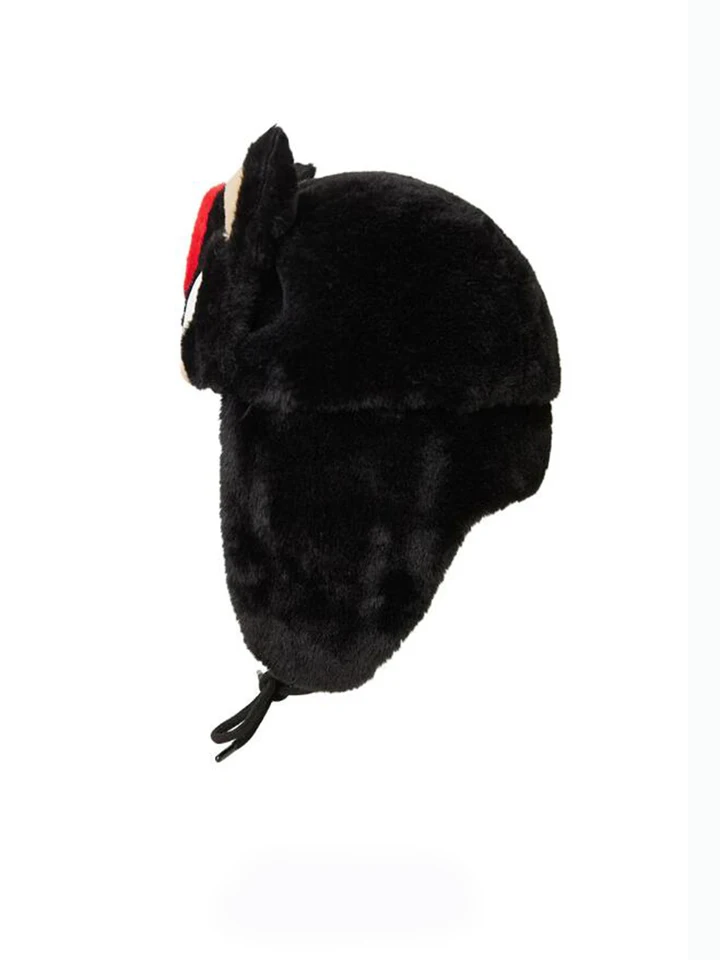 Y2K Fashion Ushanka Hat Black Cartoon Hot Sale men's Winter
