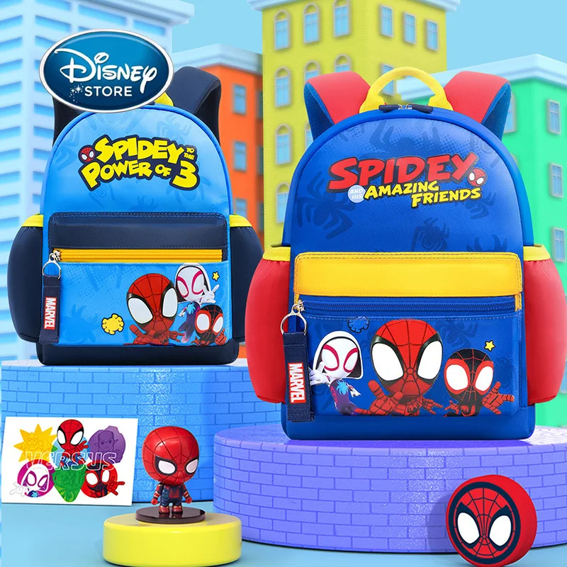 

Disney Marvel Spiderman Kindergarten Anti Loss Backpack Cartoon Spidey And His Amaning Friends Cartoon Boys Children Schoolbag