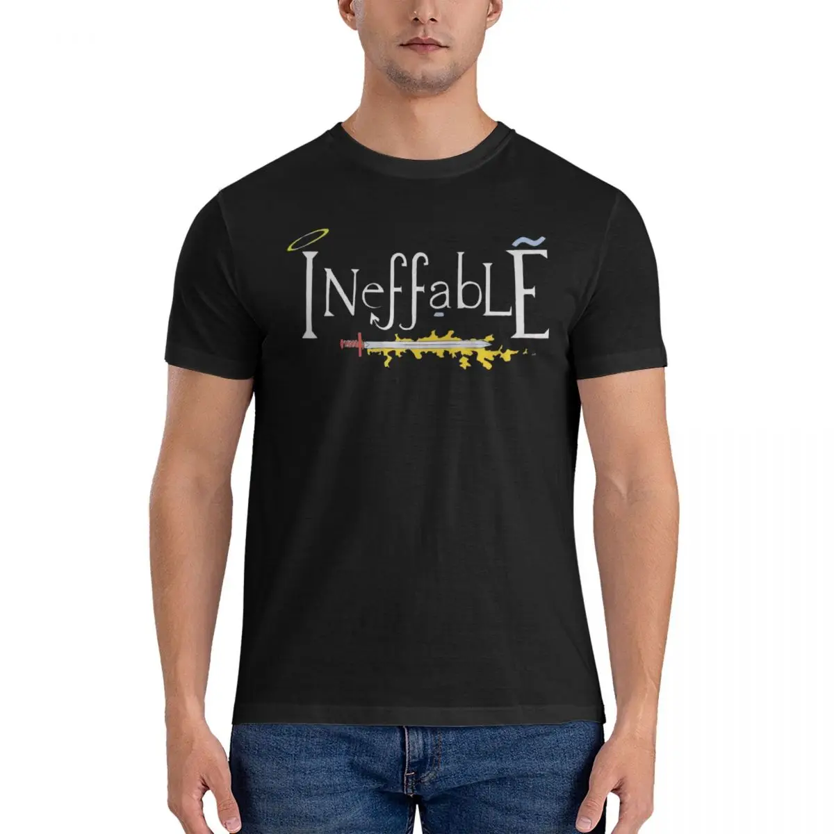 Ineffable Good Omens Tshirts Unisex Cotton Tops Shirts Casual Aziraphale Crowley Demon Angel Round Neck Short Sleeve