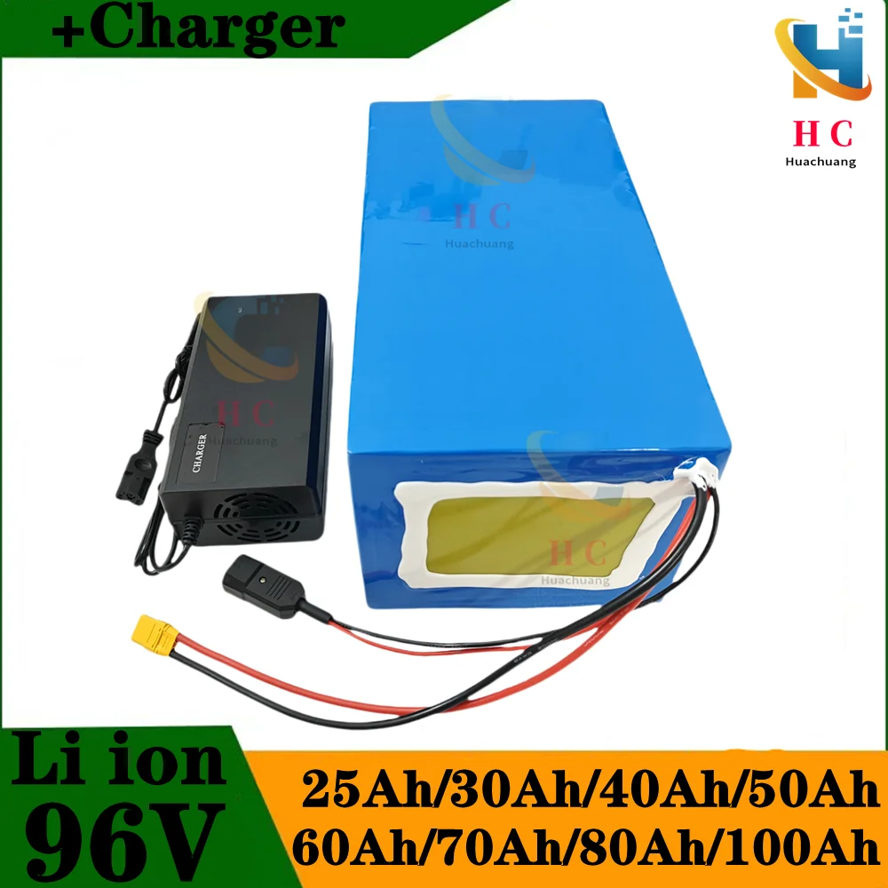 50Ah 96v 80Ah 100Ah 30Ah 40Ah lithium ion battery BMS for 5000w motor robot scooter motorcycle AGV + Charger