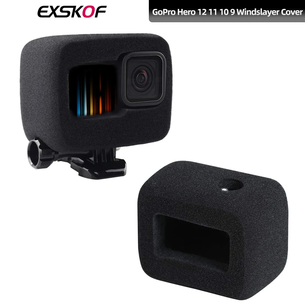 Windscreen Cover For GoPro Hero 12 11 10 9 Windscreen Cover Case Black Foam Wind Noise Reduction Sponge Video Muffler Housing