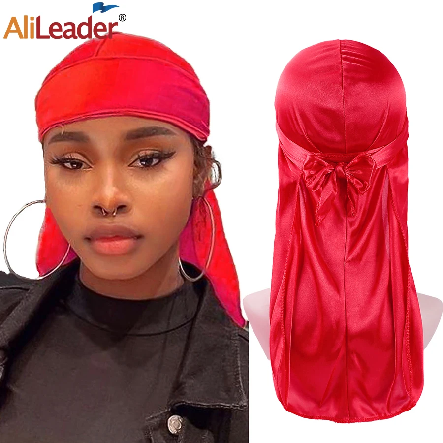 Sombrero Bandana transpirable para hombre y mujer, gorro de seda Durag Do Doo Du Rag, cola larga, envoltura para la cabeza, gorro de quimio, gorro