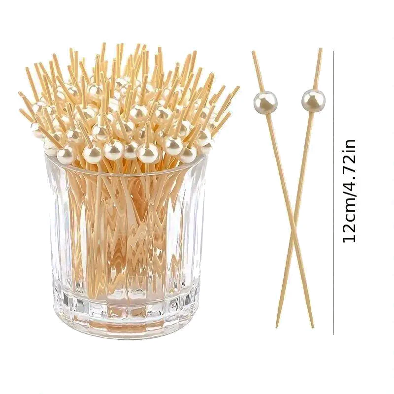 100PCS Cocktail Fork Appetizers Fruit Toothpick for Drinks Desserts Barbecue Cooked Food Fork Skewers Weddings Birthdays Party