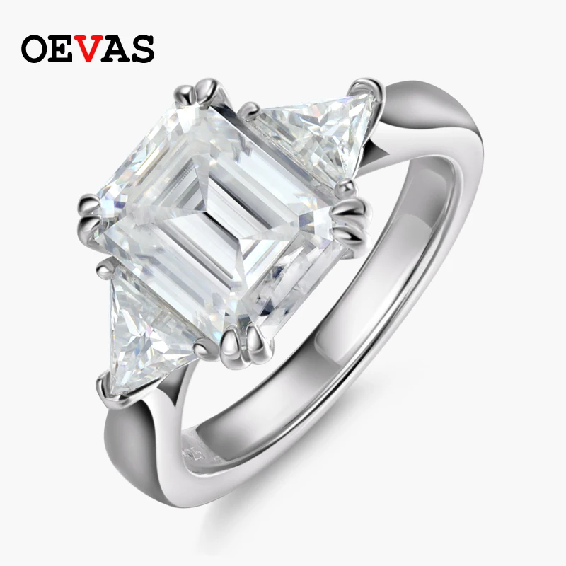 

OEVAS 5 Carat D Color Full Moissanite Diamond Wedding Rings For Women 100% 925 Sterling Silver Engagement Party Fine Jewelry