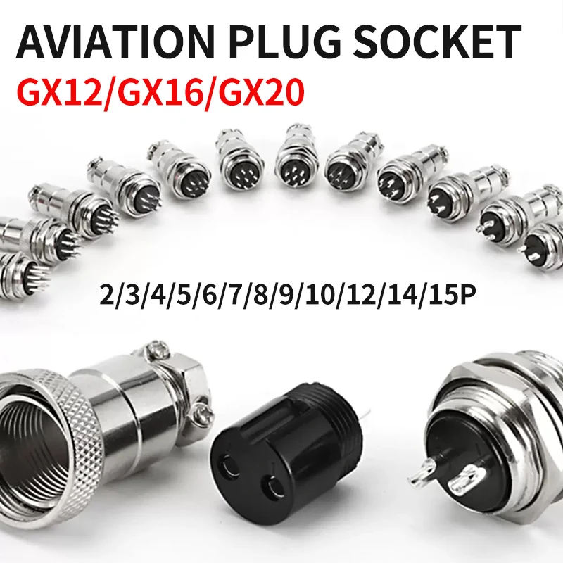 GX12 GX16 GX20 Gold Plated Aviation Plug Socket Docking Connector 2PIN 3PIN 4PIN 5PIN 6PIN 7PIN 8PIN 9PIN 10PIN 12PIN 14PIN 15P