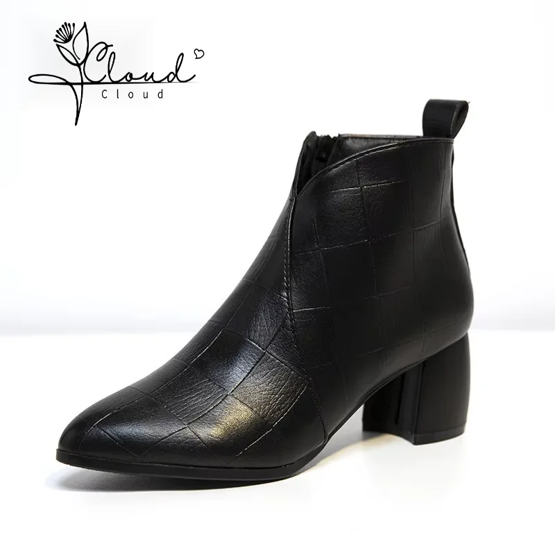 

Frauen Stiefel Women Classic High Quality Black Pu Leather High Heel Ankle Boots Ladies White Autumn Winter Long Boots Botas