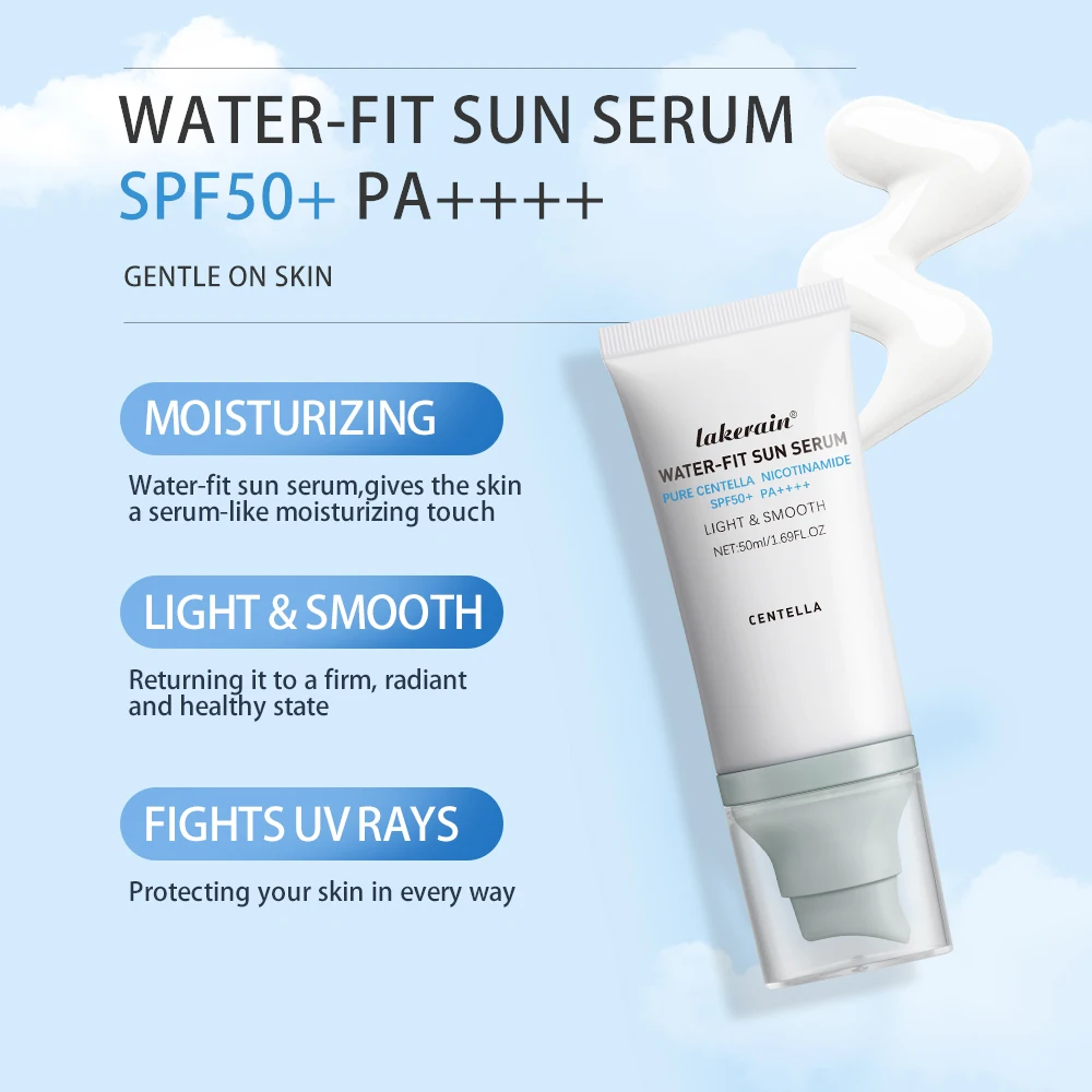 50ml  Centella Facial Sunscreen SPF50+  Essence Hyaluronic  Water-Fit Sun Serum Moisturizing Sunblock Anti-UV Korean Skincare