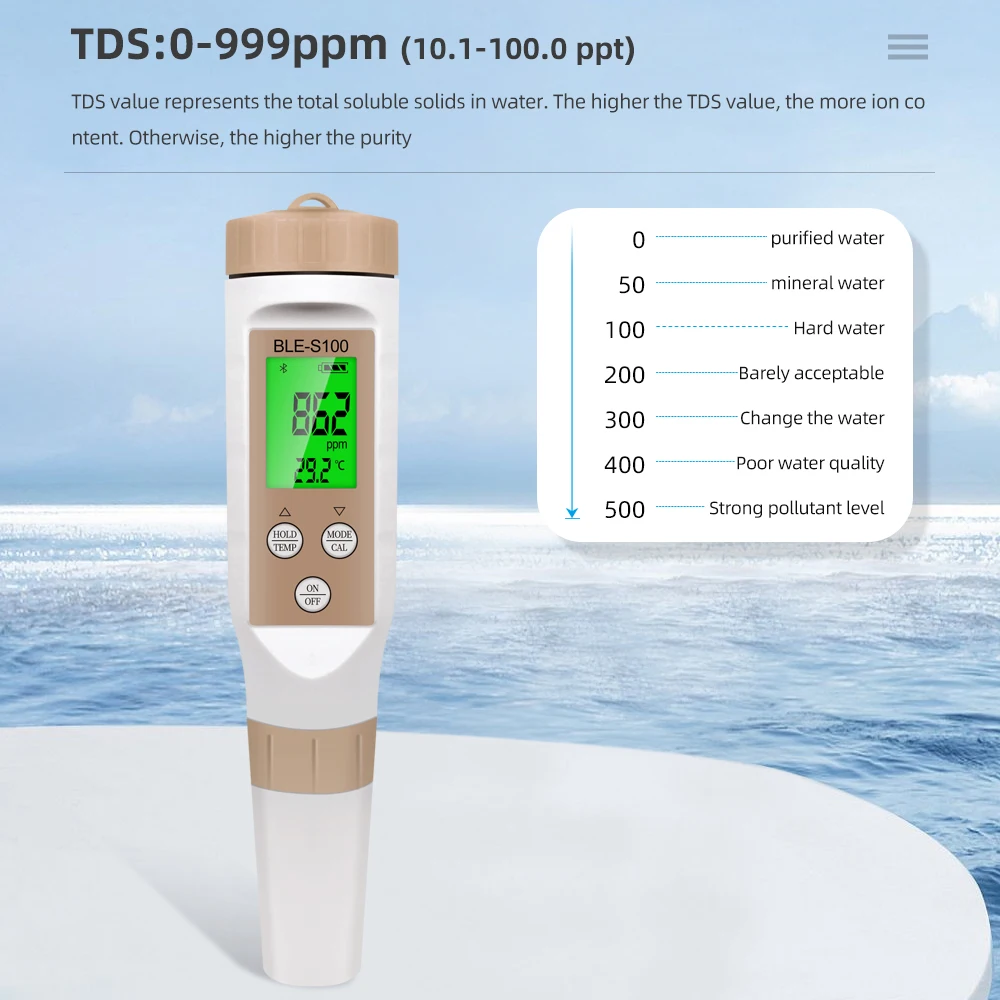 4 in 1 Blue-Tooth EC TDS TEMP salinità Meter Salt Tester per acquario acquacoltura strumento contatore dell\'acqua APP Monitor Online