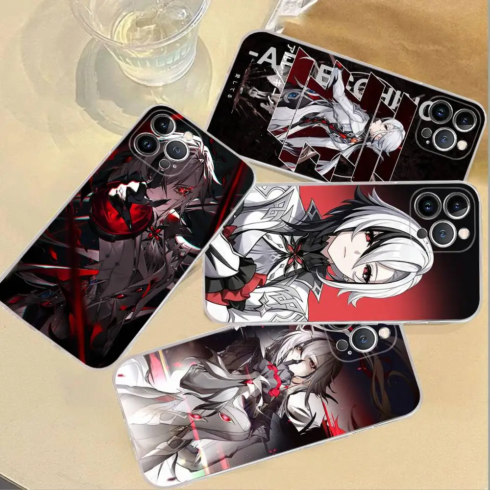 Genshin Impact Arlecchino Phone Case For iPhone 17 16 15 14 13 11 12 Pro Max 16 Plus Transparent 5