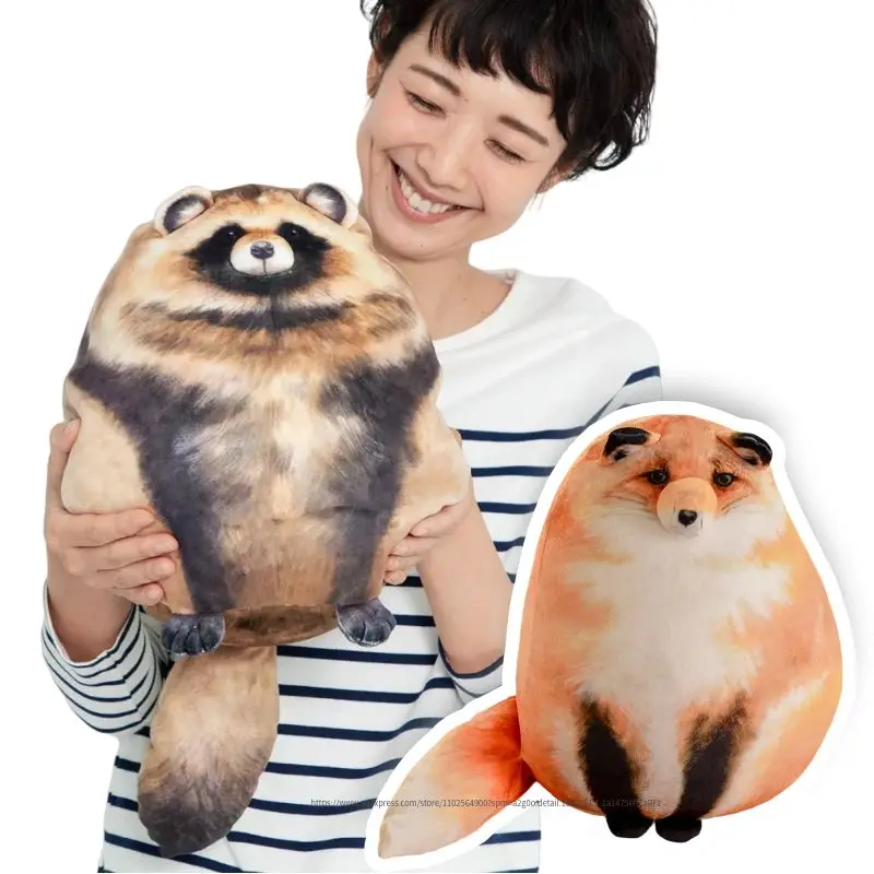 

Плюшевая подушка в виде лисы, кошки, мягкие плюшевые животные, кукла, енот, плюшевая подушка для тела, милый котенок, плюшевая декоративная подушка, подарок для девочек