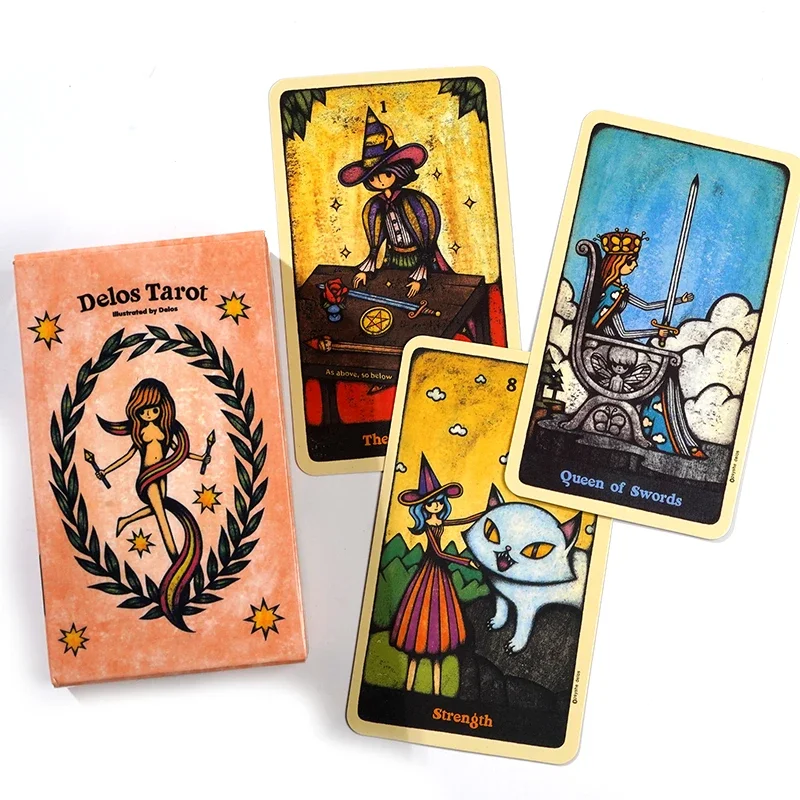 Delos Tarot Divination Cards Board Games Delos Tarots Full English Verson 78 Tarot Cards Deck for Beginners