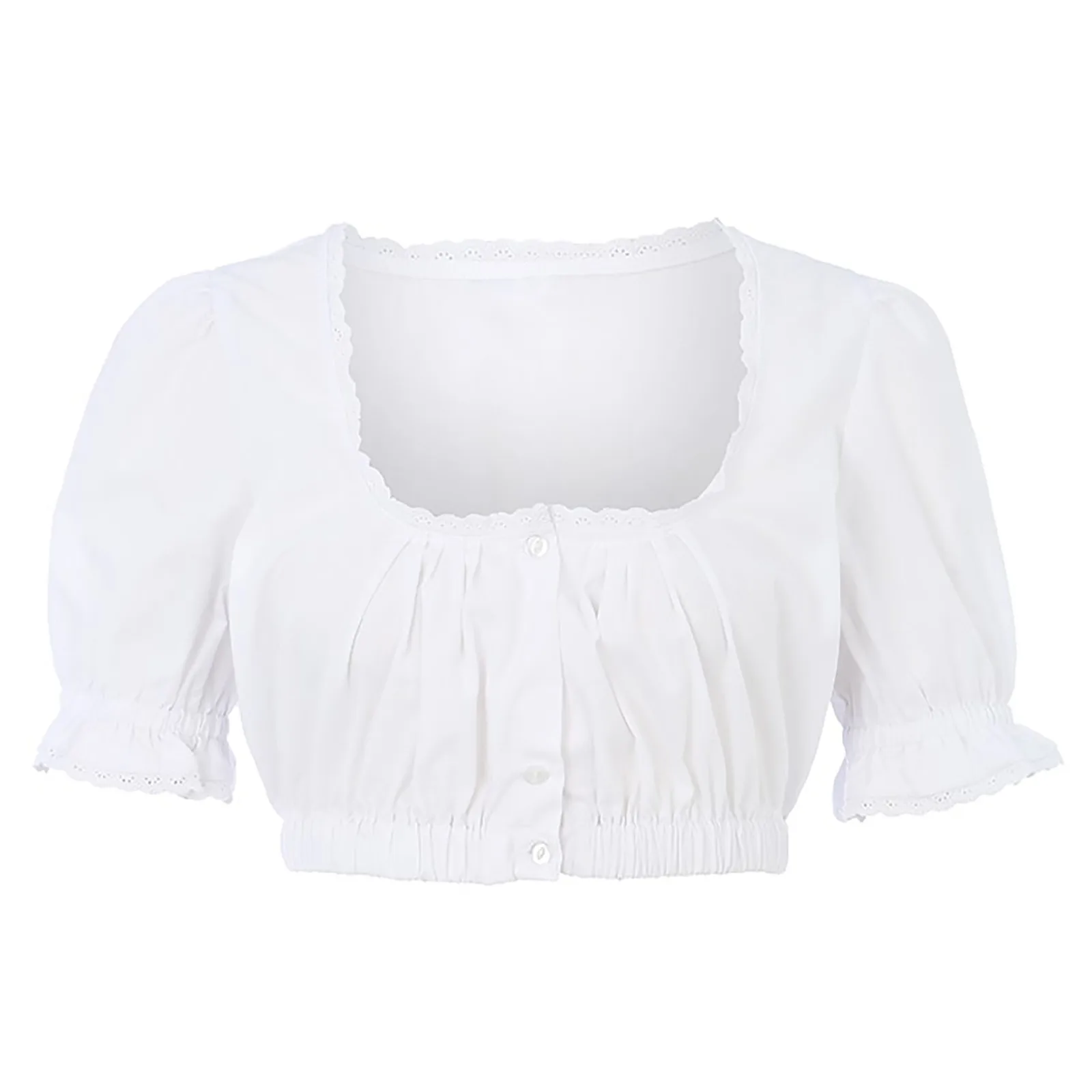 White Traditional Blouse Oktoberfest Wrap Crop Top Women Bavarian Beer Wench Waitress Exposed Navel Short Tops Sexy Wrap Bra