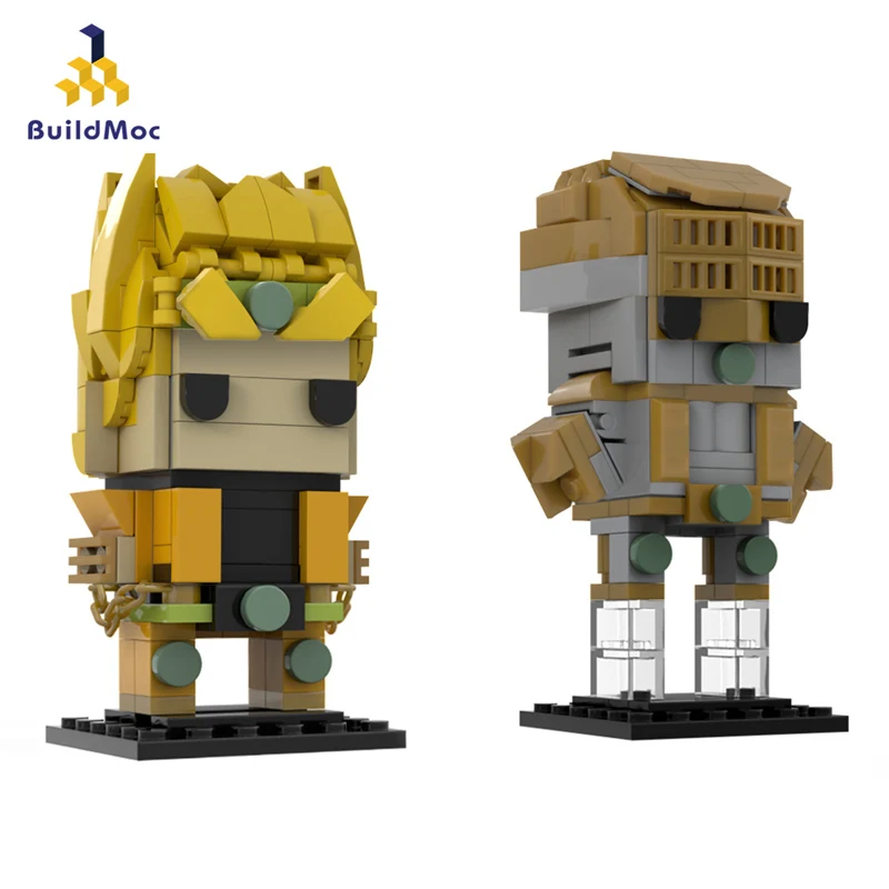 MOC DIY Anime Bizarre Adventure Brickheadz Building Block Kit Giorno Giovanna/Gold Experience Figure Brick Model Kids Toy Gift