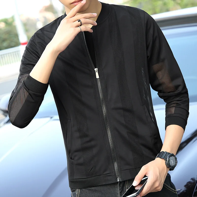 Men's Mesh Vest Breathable Thin Zipper Open Top Sunscreen Jacket lightweight Casual Summer Outdoor Driving Jacket