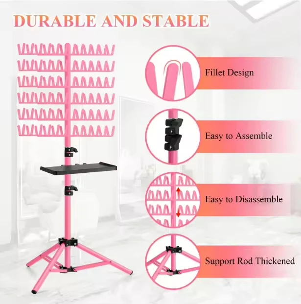 

Metal Braid Adjustable Hair Extension Flooring Holder Braiding Hair Storage Extension Holder Display Rack Hair Extension Holder