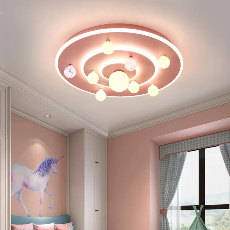 Imagem -02 - Modern Creative Galaxy Planet Lâmpada Crianças Quarto Lâmpadas de Teto Quente Romântico Menino Menina Quarto Princesa Quarto Decoração Luzes de Teto