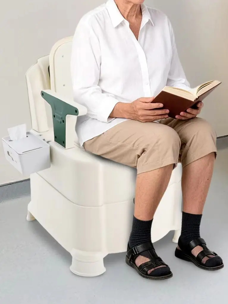 

Bedside Commode Chair with Induction Night Light, Portable Toilet Chair with Armrests for Elderly Disabled, Heavy Duty 100kg Load Bathroom Safety Chair Brown Or Dark Green Optional